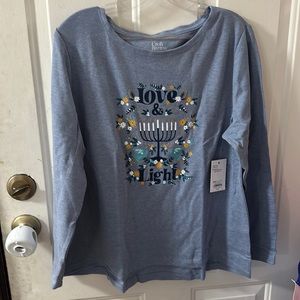 *FINAL* CROFT & BARROW THE CLASSIC TEE: HANUKKAH: BLUE: NWT: SZ XL PETITE